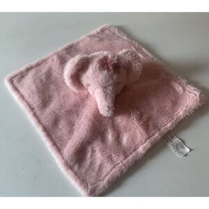 Parents Choice Pink Elephant Plush Floral Satin Baby Blanket Plush  Lovey